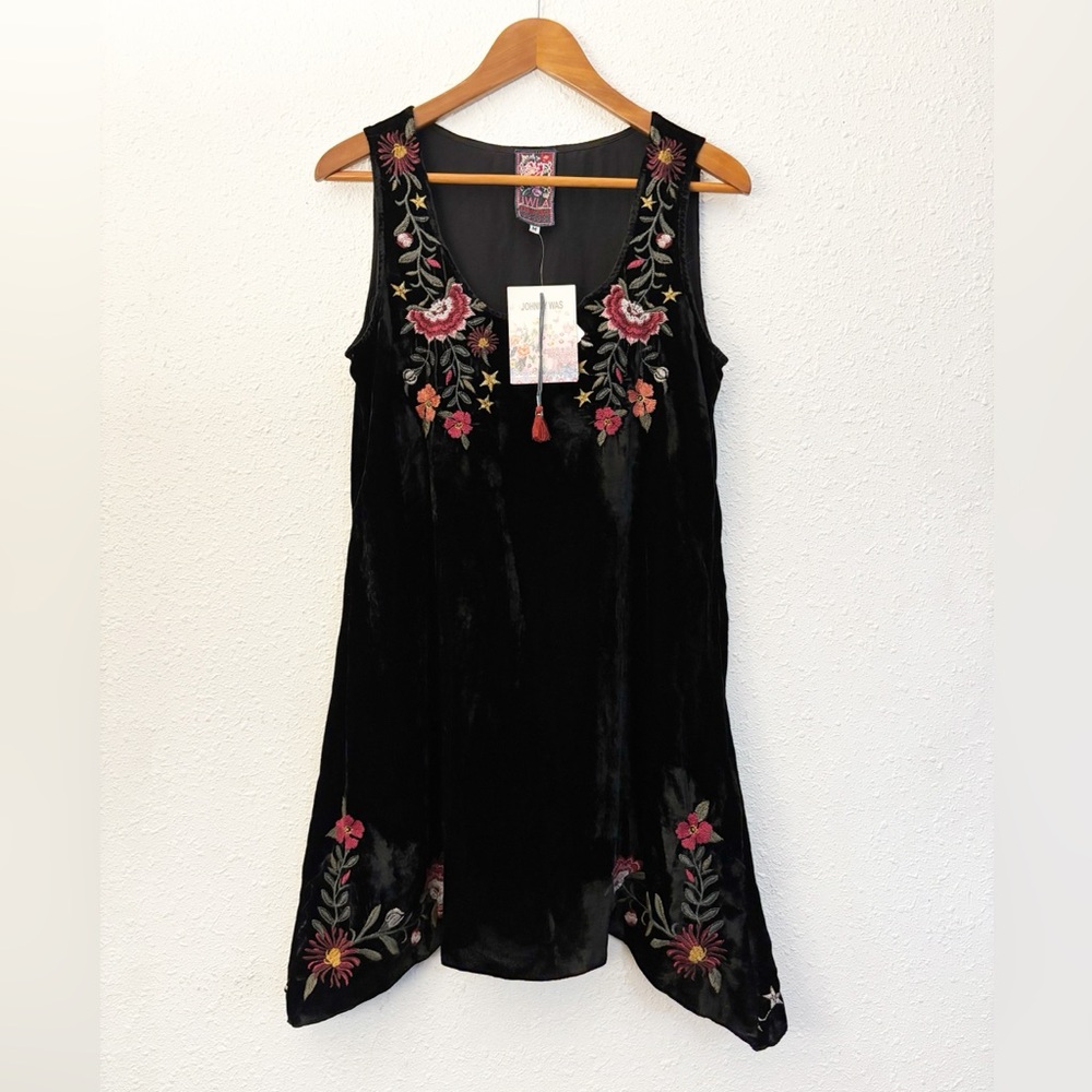 Johnny Was NWT Emilia Black Velvet Tank Dress Size M
